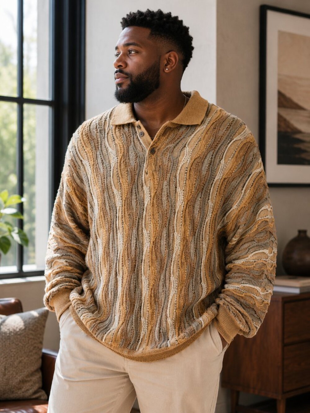 Vintage Bergati Textured Knitted Sweater Mens Sz 3xl Brown